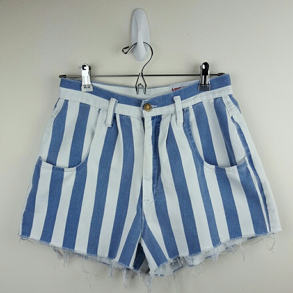 Vintage Pants - FLASH SALE ⬇$32 Vintage 90's Striped Denim Shorts